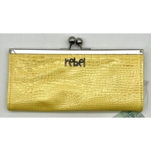 Vintage Women's Wallet Faux‎ Alligator Skin Yellow
